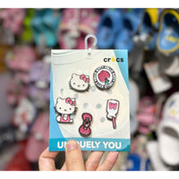 Set 5 Charm Jibits Hình Gắn Kim Loại Hello Kitty Gắn Sục Dép Túi Crocs