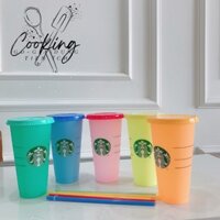 Set 5 Cốc Nước Starbuck Nhựa Đổi Màu Theo Nhiệt Độ Độc Đáo Thể Tích 710ml