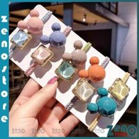 Set 5 dây buộc tóc Gấu, Kim cương, Dây Cột Tóc, Chun Buộc Tóc Nhiều Màu PT32 - Set 5c