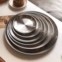 Set 5 đĩa Inox 304 kiểu Âu đựng thức ăn decor đẹp kích thức lớn đến 25cm