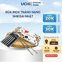 Set 5 đôi đũa inox 18/10 Shikisai mẫu hoa anh đào trắng