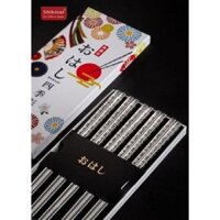Set 5 đôi đũa inox mẫu hoa anh đào trắng