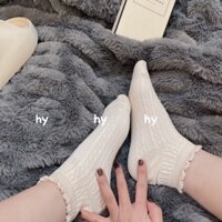 Set 5 đôi tất nữ len tăm hàn quốc cổ ngắn, cotton 100% không bai dão - changchang store