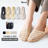 Set 5 đôi tất tàng hình nữ GOMTAT cao cấp, chất liệu cotton mềm mịn, hút ẩm thoáng khí êm chân - D16-A075-CB5