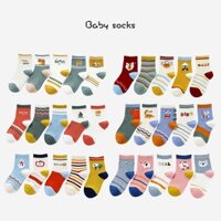 Set 5 Đôi Tất Vớ Cổ Cao Ôm Chân Hình Động Vật Và Các Họa Tiết Ngộ Nghĩnh Giữ Ấm Chân Cho Bé