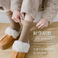 Set 5 Đôi Tất Vớ Cotton Lót Lông Nỉ Giữ Nhiệt Cao Cổ Siêu Ấm Màu Pastel Cho Nam,Nữ