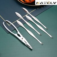 Set 5 dụng cụ cắt và tách vỏ cua/ vỏ tôm KATELV bằng thép không gỉ tiện dụng