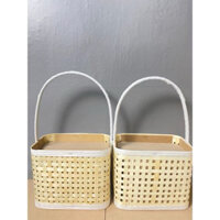 set 5 giỏ cắm hoa bằng mành nan lứa