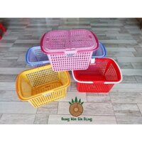 Set 5 giỏ nắp nhựa Duy Tân cỡ nhí 32x23x19