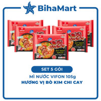 [SET 5 GÓI] - VIFON - Mì Vifon nấu 4 phút hương vị Bò Kim Chi Cay (105g/gói) - Mì Bò Kim Chi Cay Vifon