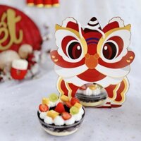 Set 5 hộp cầu đựng bánh có quai xách hình ĐẦU LÂN (trung thu).