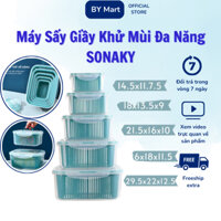 Set 5 Hộp Đựng Thực Phẩm Có Nắp Đậy Cao Cấp - Khay Nhựa Để Tủ Lạnh Kèm Rổ Ráo Nước Bảo Quản Thức Ăn An Toàn Tiện Lợi