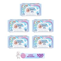 Set 5 Khăn Giấy Ướt Bobby Không Hương Gói 80, 100 tờ