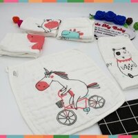 Set 5 Khăn Mặt Xô 8 Lớp Cotton Cho Bé Trai và Bé Gái Kích thước 30x30cm