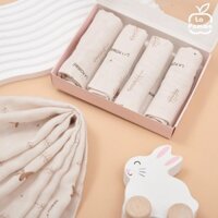 Set 5 Khăn sữa LA Pomme sợi tre 2 lớp cao cấp_Bộ sưu tập Hươu xinh