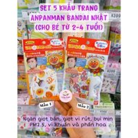 Set 5 khẩu trang Anpanman Nhật cho bé 2-4y
