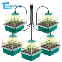 Set 5 Khay Gieo Hạt Trồng Cây 12 Lỗ Có Đèn LED Và Công Tắc Thời Gian Cho Nhà Kính