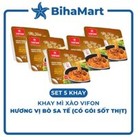[SET 5 KHAY] - VIFON - Mì khay Vifon xào vị Bò Sa tế (CÓ GÓI SỐT THỊT) - (90g/khay) - Vifon khay mì xào Bò Sa tế.