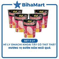 [SET 5 LY] - MASAN - Mì ly Omachi CÓ CÂY THỊT THẬT hương vị Sườn Hầm Ngũ Quả (113g/ly) - Mì ly khoai tây ăn liền