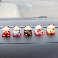 SET 5 MÈO THẦN TÀI MINI BẰNG SỨ, BỘ 5 MÈO NGŨ PHÚC MAY MẮN ĐỂ BÀN ĐỂ Ô TÔ, MÈO DECOR XINH XẮN