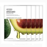 Set 5 miếng Mặt nạ Bơ phục hồi độ ẩm Real Nature Avocado Face Mask The Face Shop