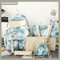 Set 5 Món Balo Unisex Họa Tiết Galaxy Thời Trang