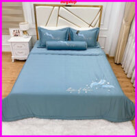 Set 5 món chăn ga gối trần bông phi lụa,ga lụa trải giường trần bông dày dặn mềm mát