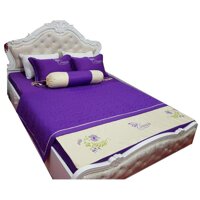 Set 5 món chăn hè ga chun satin 1 màu sang trọng  - Tím - 1m6 x 2m