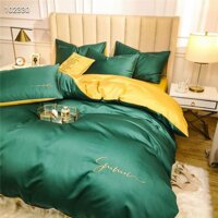Set 5 Món Vỏ Chăn Ga Gối Tencel 40s SUMOI - Xanh Lá Cây - Ruột chăn 2m x 2m2