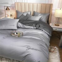 Set 5 Món Vỏ Chăn Ga Gối Tencel 40s SUMOI - Xám - Ruột chăn 2m x 2m2