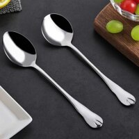 Set 5 Muỗng Inox Cán Dài Dày Dặn Thích Hợp Dùng Để Ăn Cơm Cháo, Ăn Bánh Kem, Uống Trà Cafe Sinh Tố