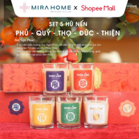 Set 5 Nến Cốc Thắp Hương Ngũ Phúc, Nến Cúng Phật Hương Lá Nếp Linh Thiêng Mang Phước Lành Thịnh Vượng - MIRA HOME