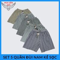 Set 5 quần đùi nam kẻ sọc mặc nhà, quần sooc mặc ngủ thiết kế trẻ trung-MS029