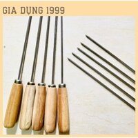 Set 5 que xiên nướng thịt INOX 304 chuôi gỗ