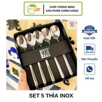 Set 5 Thìa Inox Cán Dài Cao Cấp Sang Trọng Hàng Đẹp