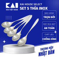 Set 5 thìa Kai inox NEW WINNER DESSERT SPOON 5P/SET thìa ăn màu bạc FA5096