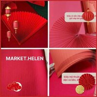 Set 5 tờ giấy gấp quạt nhung đỏ có nếp gấp sẵn (đóng gói thùng carton) trang trí tết HL303