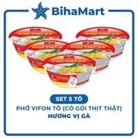 [SET 5 TÔ] - VIFON - Phở Vifon tô có gói thịt thật vị Gà, phở gà tô Vifon, phở Vifon tô ăn liền, phở tô Vifon (120g/tô)