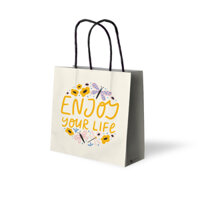 Set 5 túi giấy nhỏ SDstationery Enjoy Your Life đựng quà, phụ kiện, trang sức, họa tiết hoa, vàng pastel, ép kim