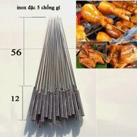 Sét 5 xiên nướng thịt inox chống gỉ, que xiên thịt nướng inox cứng cáp phi 5ly