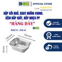 Set 50 - 200 khay nhôm BON F1 - 410ml, hộp xôi nhỏ kèm nắp giấy, nắp nhựa dùng đựng xôi - BH 6 THÁNG