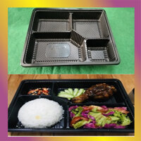 SÉT 50 BỘ HỘP NHỰA ĐỰNG CƠM MÀU ĐEN 4 NGĂN_ KINH ĐÔ