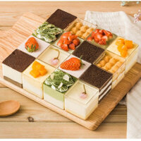 set 50 cái cốc nhựa/ly nhựa vuông 4245 không nắp đựng bánh panna cotta/mousse/tiramisu