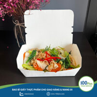 SET 50 Hộp Giấy Đựng Thức Ăn màu Trắng có cải tiến thiết kế lỗ hổng thoát hơi trên thân hộp 700ml