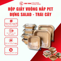 Set 50 Hộp Giấy Kraft Nâu Vuông Đựng Salad - Trái Cây Nắp PET – Khôi Thịnh