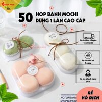 SET 50 Hộp Nhựa Đựng 2 3 4 Bánh Mochi , Bánh Trung Thu Đài Loan (ĐẾ Trắng) Kèm Nắp Nhựa Trong Suốt