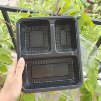 Set 50 khay cơm 3 ngăn HT19 - Đựng cơm, đồ ăn mang đi - Đồ nhựa dùng 1 lần