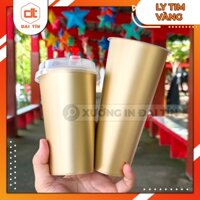 SET 50 Ly Tim Vàng cao cấp 500ml, 700ml Kèm Nắp Phi 90, Ly Cà Phê, Trà sữa, Nước ép