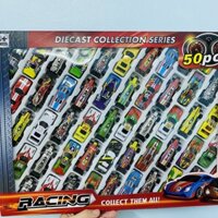 Set 50 mô hình ô tô bằng sắt, xe chạy đà cho bé (hàng đẹp có xe đua) - MG74