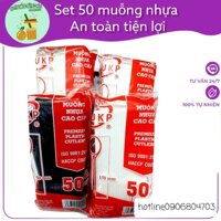 set 50 muỗng nhựa dẻo nhiều màu 15cm dùng 1 lần cao cấp không tạp chất gây hại  - Đen 15cm